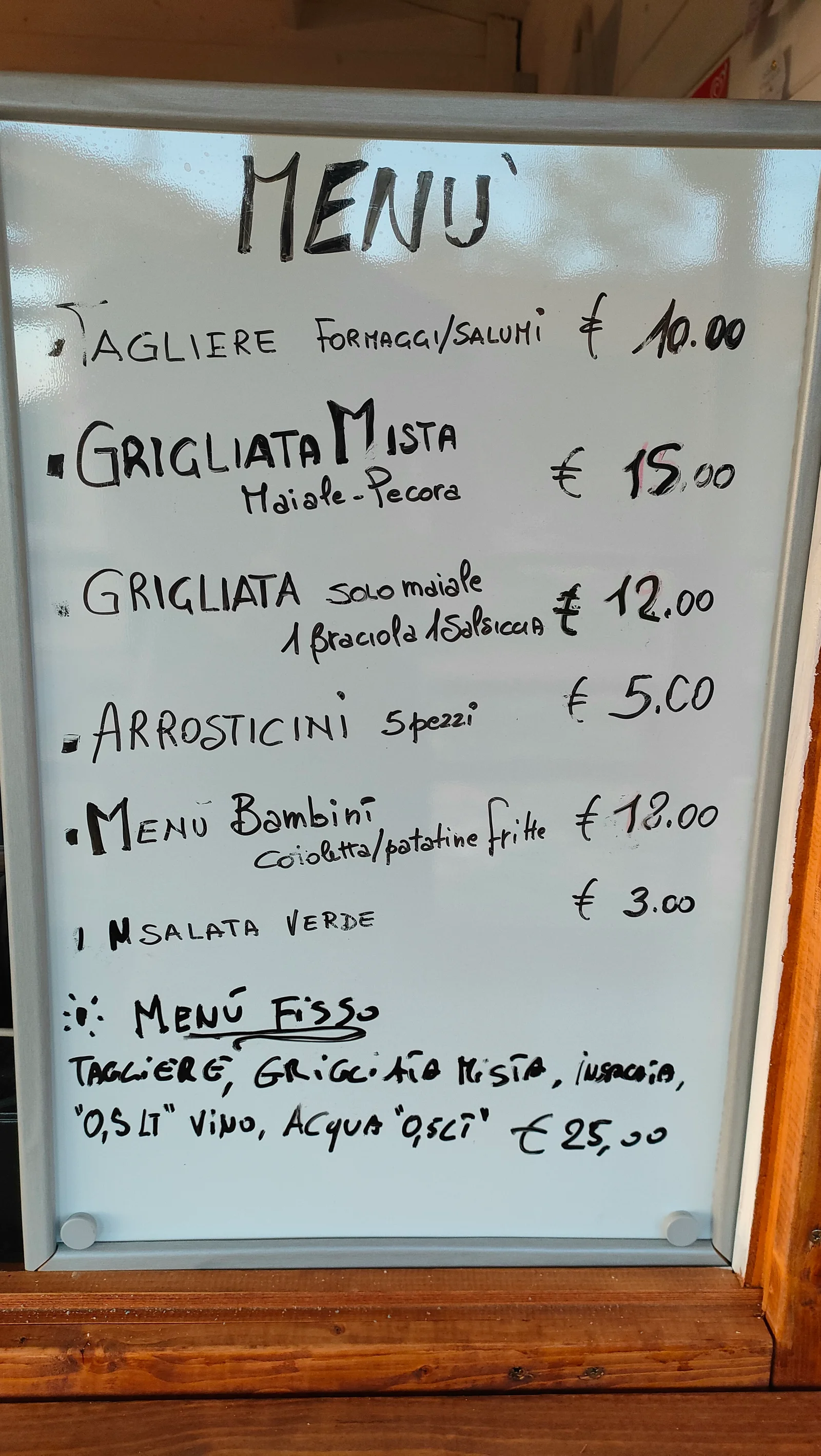 Menu del ristorante L'Aretta